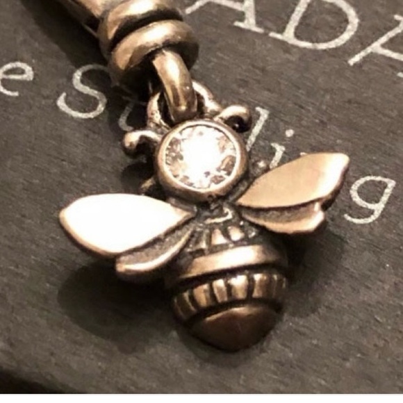 Silpada Buzz Worthy .925 Sterling Silver Bee Charm with CZ Accent - Picture 3 of 3